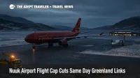 Apron at Nuuk International Airport (GOH) as Nuuk airport flight cap slows departures and stretches Greenland connections.