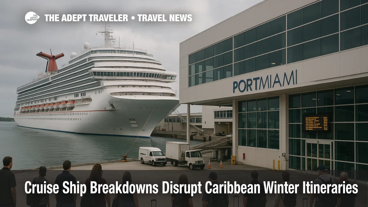Passengers wait at PortMiami as Caribbean cruise ship breakdowns and propulsion issues force itinerary changes and shorter port calls