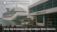 Passengers wait at PortMiami as Caribbean cruise ship breakdowns and propulsion issues force itinerary changes and shorter port calls