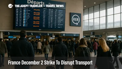 Travelers watch delayed departures at Paris Charles de Gaulle as the France December 2 transport strike disrupts airport and rail access plans