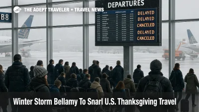 Passengers watch the board at Chicago O Hare as Winter Storm Bellamy travel delays disrupt holiday flights.