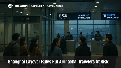 Travelers wait near immigration booths at Shanghai Pudong as Shanghai layover Arunachal travelers face extra scrutiny during visa free transit checks