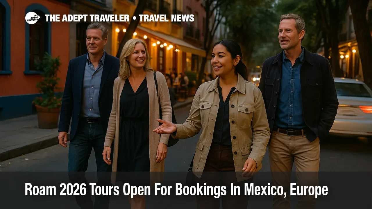 Small Roam by Tauck 2026 itineraries group walks through Mexico City's Roma district with a guide, showing flexible small group city touring