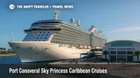 Sky Princess style cruise ship docked at Port Canaveral as passengers board for new Caribbean cruises from Central Florida, highlighting added capacity for the season.