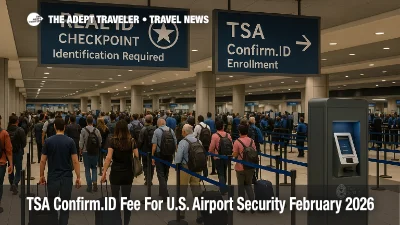 Travelers queue at Los Angeles airport security as the new TSA Confirm.ID fee without REAL ID adds extra time and cost for some domestic flyers
