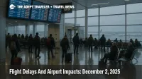 Passengers at Boston Logan Airport as US flight delays December 2 2025 grow during a winter storm in the Northeast