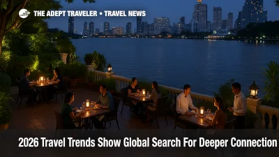 Guests dine at a Bangkok riverside hotel as 2026 travel trends deeper connection guide travelers to meaningful trips.