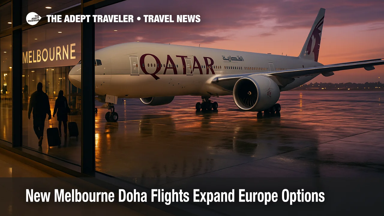 Qatar operated Melbourne Doha flights at Melbourne Airport gate as passengers prepare for one stop Europe connections via Doha