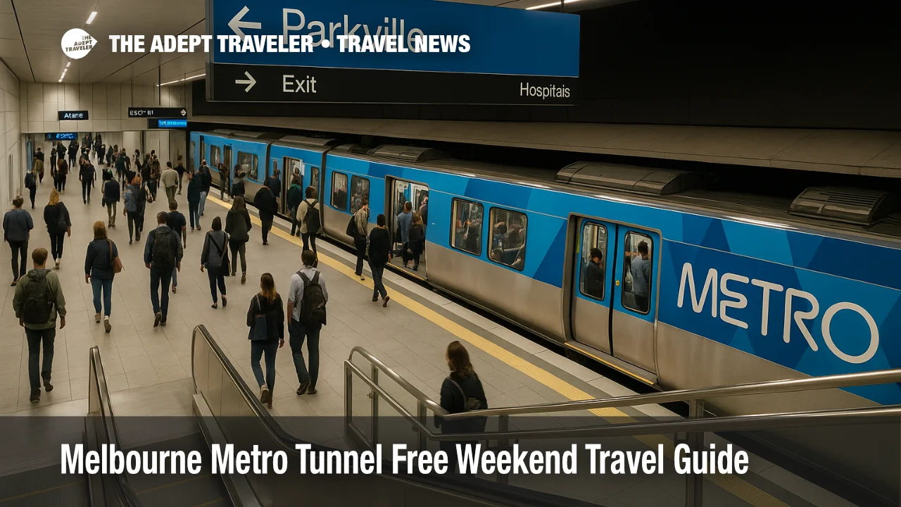 Commuters at Parkville Station during Melbourne Metro Tunnel free weekend travel on the new underground line in Melbourne.