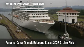 Cruise ship in the Panama Canal lock chambers as Panama Canal cruises 2026 resume normal transits but still face slot limits