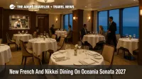 Intimate fine dining room aboard Oceania Sonata showcasing new French restaurant concept with 18 guests as part of the Oceania Sonata restaurants 2027 lineup