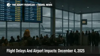 US flight delays December 4 2025 crowd Boston Logan departures as strong winds and low clouds slow airport operations and raise misconnect risk for travelers.
