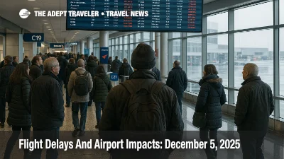 Passengers check a departures board at Philadelphia International Airport as US flight delays December 5 2025 disrupt travel