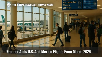 Travelers board a Frontier jet at Orlando Airport as Frontier spring break 2026 flights add Mexico and Florida routes