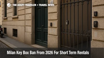 Rental key boxes being removed from a Milan apartment entrance under the Milan key box ban rentals for short-term stays.