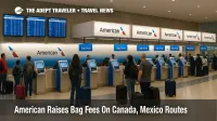 Travelers queue at Dallas Fort Worth Airport as higher American bag fees Canada flights take effect on short haul routes
