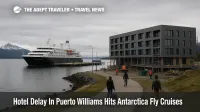 Harbor view of Puerto Williams and Silversea pier area illustrating the Puerto Williams hotel delay and its impact on Antarctica fly cruise staging.