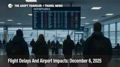 Travelers watch a departures board at Boston Logan as US flight delays December 6 2025 build amid snow outside and low ceilings affecting departures and arrivals