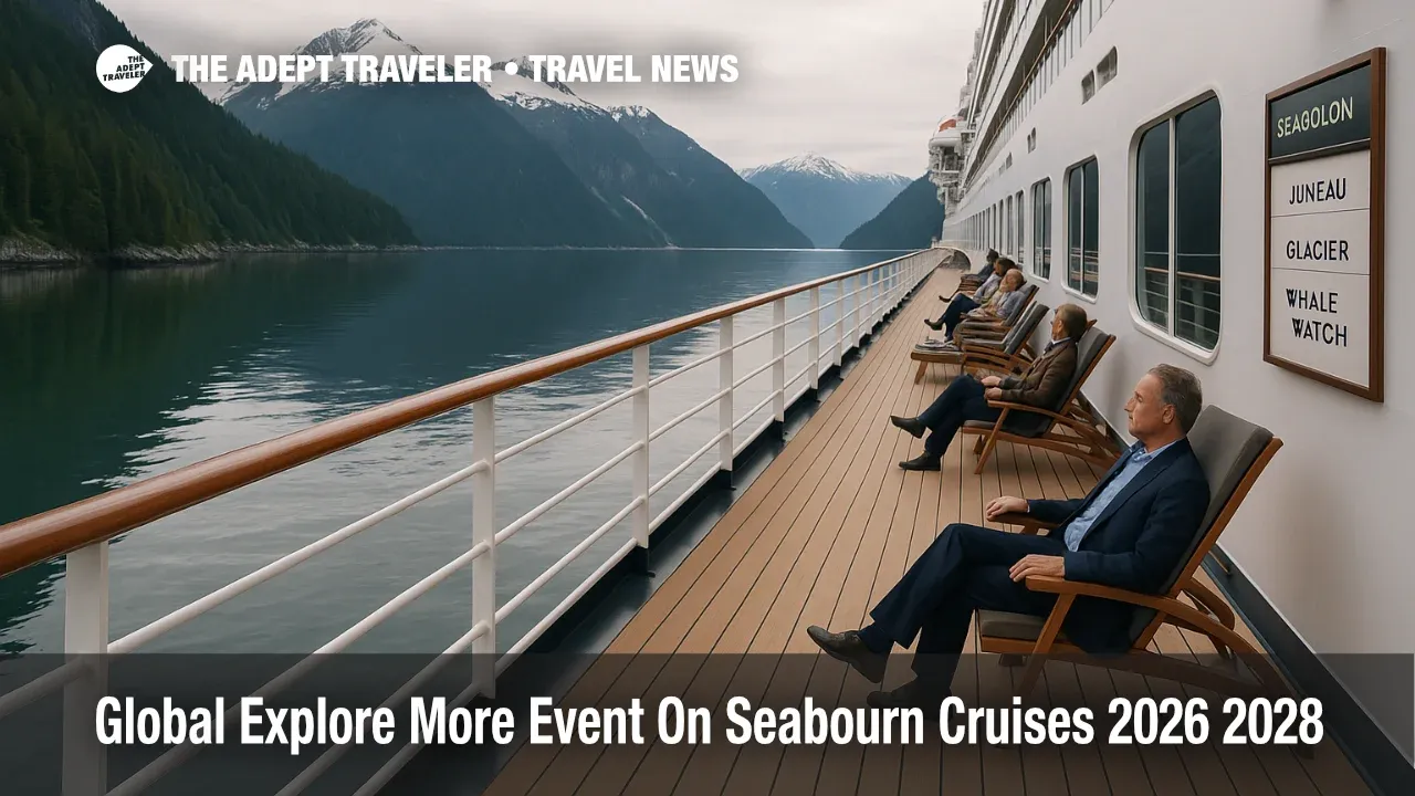 Seabourn guests on deck in Alaska during the Explore More Event cruise sale for discounted 2026 to 2028 voyages.