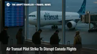 Air Transat pilot strike at Montréal Trudeau airport leaving winter travellers facing cancelled flights and searching departure boards for alternative options.