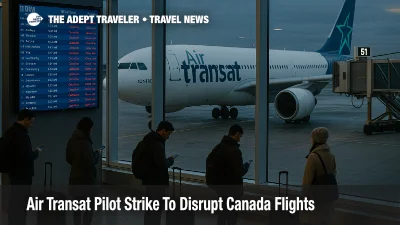 Air Transat pilot strike at Montréal Trudeau airport leaving winter travellers facing cancelled flights and searching departure boards for alternative options.