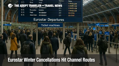 Travelers crowd the Eurostar departures hall at London St Pancras as Eurostar December cancellations tighten capacity on key Channel routes