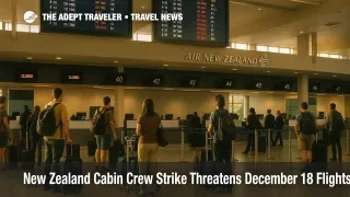 Passengers queue at Auckland Airport as New Zealand cabin crew strike flights risk December 18 disruptions to Air New Zealand departures