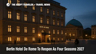 Evening street view of Hotel de Rome in Berlin becoming Four Seasons Hotel Berlin opening 2027 for luxury travelers.
