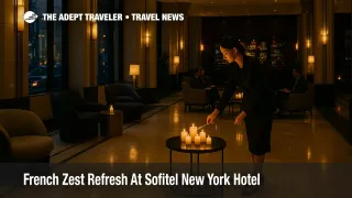 Evening French Zest candle ritual in the Sofitel New York lobby shows guests how the renovated French luxury hotel experience now feels warmer and more consistent across the brand