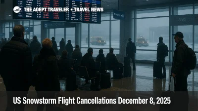 Passengers watch boards at Chicago O Hare as US snowstorm flight cancellations disrupt departures across the terminal