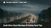 Holiday drivers crawl along the storm soaked N3 near Pietermaritzburg as South Africa storm warnings travel delays build on a key December road corridor
