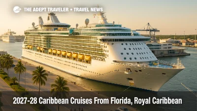 Royal Caribbean 2027 Caribbean cruises depart from Port Everglades as travelers board a megaship for new Caribbean and private island itineraries.