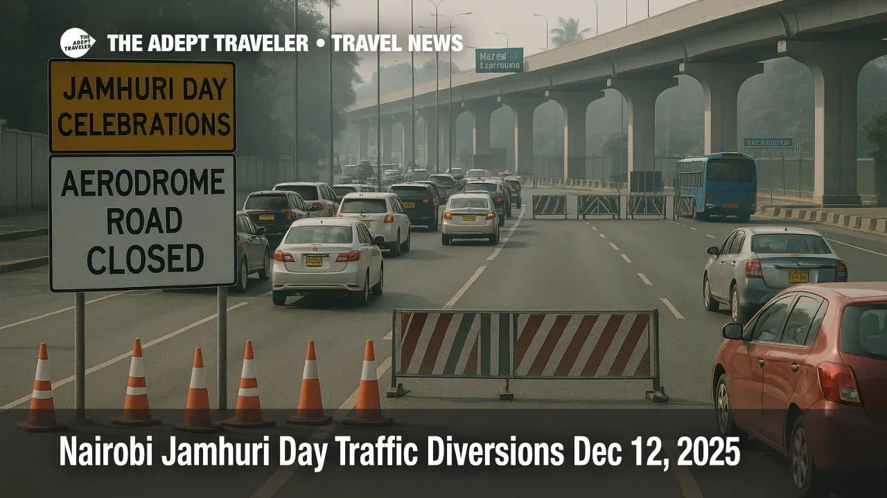 Nairobi Jamhuri Day traffic diversions slow cars near Nyayo Stadium as Expressway lanes close for parade