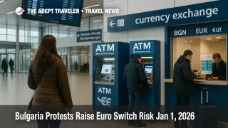 Bulgaria euro switch disruption risk shown at Sofia Airport (SOF) ATMs as travelers check cash options