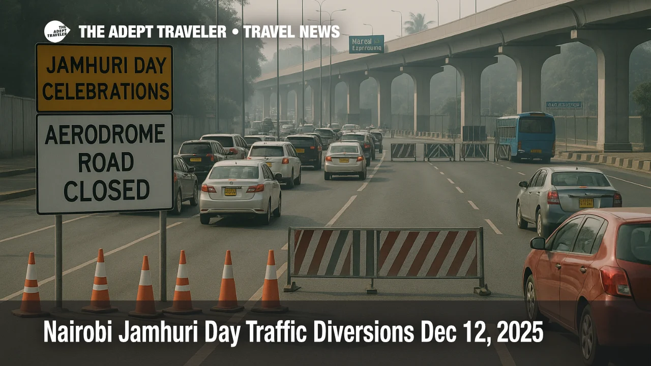 Nairobi Jamhuri Day traffic diversions slow cars near Nyayo Stadium as Expressway lanes close for parade