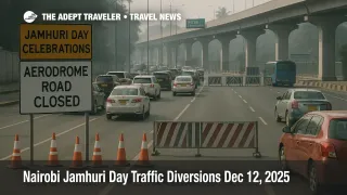 Nairobi Jamhuri Day traffic diversions slow cars near Nyayo Stadium as Expressway lanes close for parade