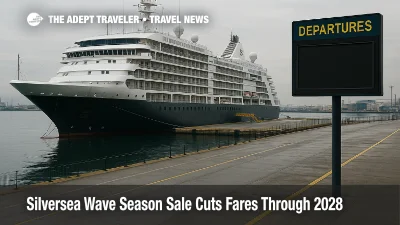 Silversea wave season sale cues in Piraeus near Athens as a luxury ship readies embarkation with discounted suites