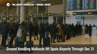Spain airport ground handling walkouts slow check in lines at Madrid Barajas as Ryanair flyers add time