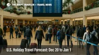 U.S. holiday travel forecast, travelers queue at Orlando International Airport as holiday flight crowds build