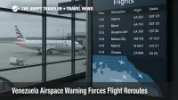 Venezuela airspace warning reroutes show on a flight map as jets detour north of Caracas over the Caribbean Sea