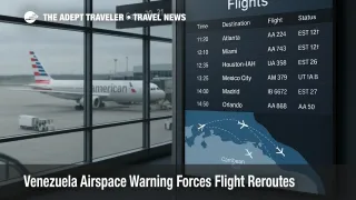 Venezuela airspace warning reroutes show on a flight map as jets detour north of Caracas over the Caribbean Sea