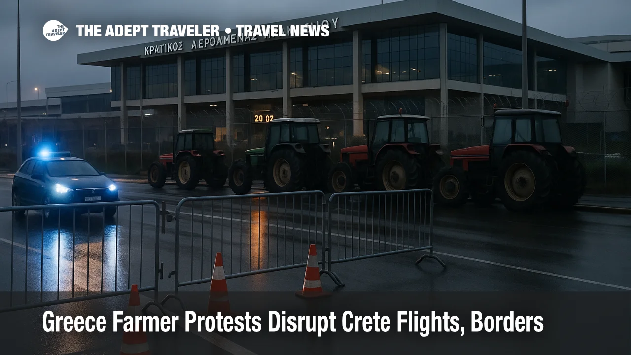 Crete flights disrupted at Heraklion airport as Greece farmer protests close access roads and border corridors