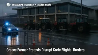 Crete flights disrupted at Heraklion airport as Greece farmer protests close access roads and border corridors