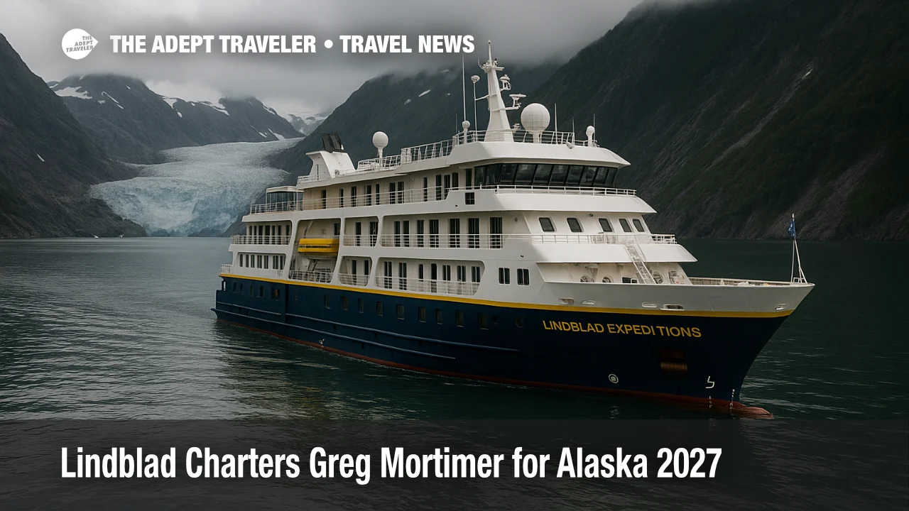 Greg Mortimer Alaska cruises 2027 ship sails a glacier fjord as Lindblad retires Sea Bird and Sea Lion after 2026