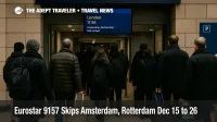Eurostar 9157 Amsterdam Rotterdam stops canceled as travelers queue at Brussels Midi for the London train