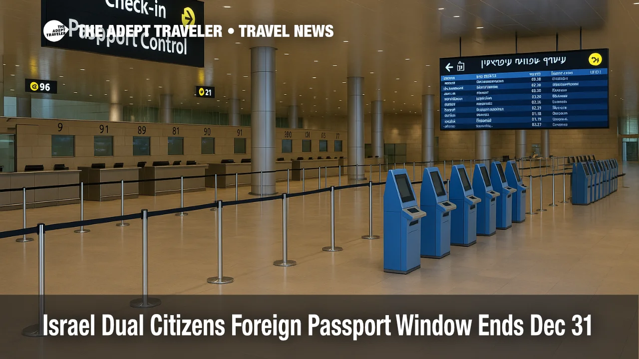 Ben Gurion Airport check in illustrates Israel dual citizens passport rule ending December 31, 2025