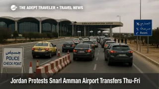 Traffic queues near Amman as Jordan protest airport transfers slow the drive to Queen Alia Airport