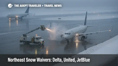 Northeast snow travel waivers help rebook flights at LaGuardia Airport as deicing and snow slow December 14 operations