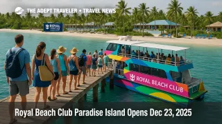 Royal Beach Club Paradise Island opens in Nassau as cruise guests board ferries for a day pass beach day