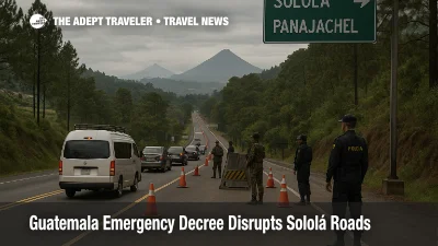 Sololá state of emergency checkpoint slows CA 1 road travel near Lake Atitlán transfers in Guatemala
